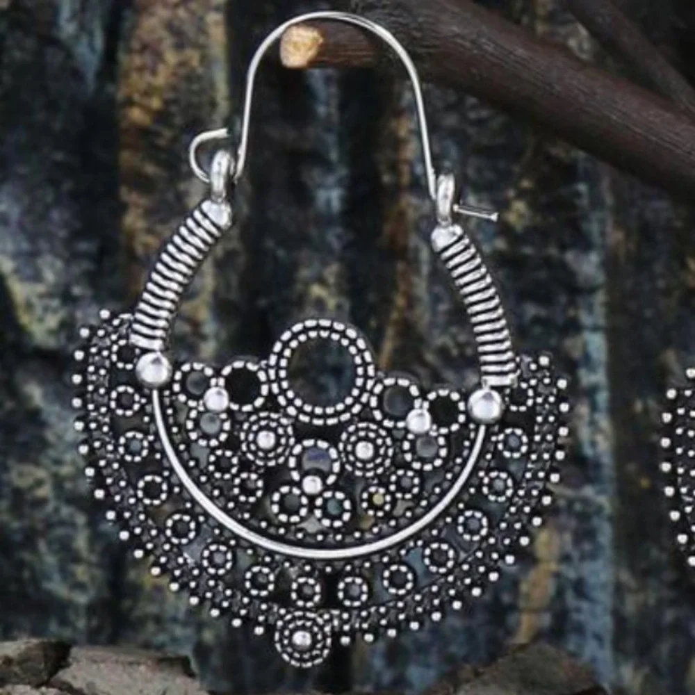 3 For 25 Vintage Style Round Silver Drop Hoop Earrings - Picture 4 of 5